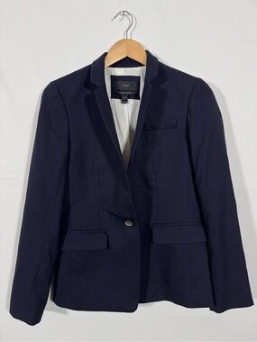 WBZ1 {J. Crew} "Regent Blazer" Navy Blue Wool Blazer Suit Coat Jacket